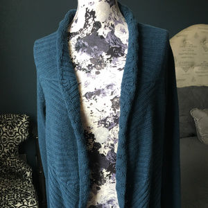 Anthropologie Deep Marine Cable Knit Cardigan